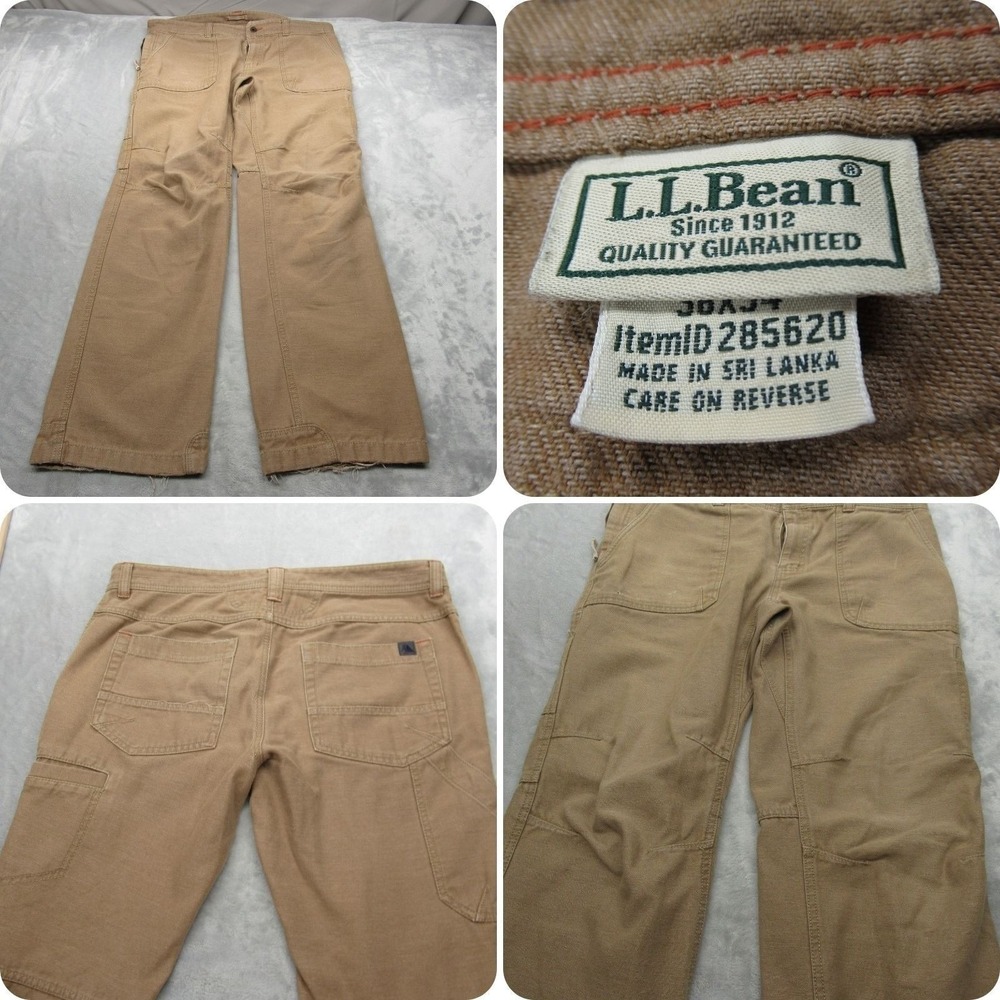 LL Bean Work Pants Men 36x33 Ran Canvas Carpenter Utility Construction READ